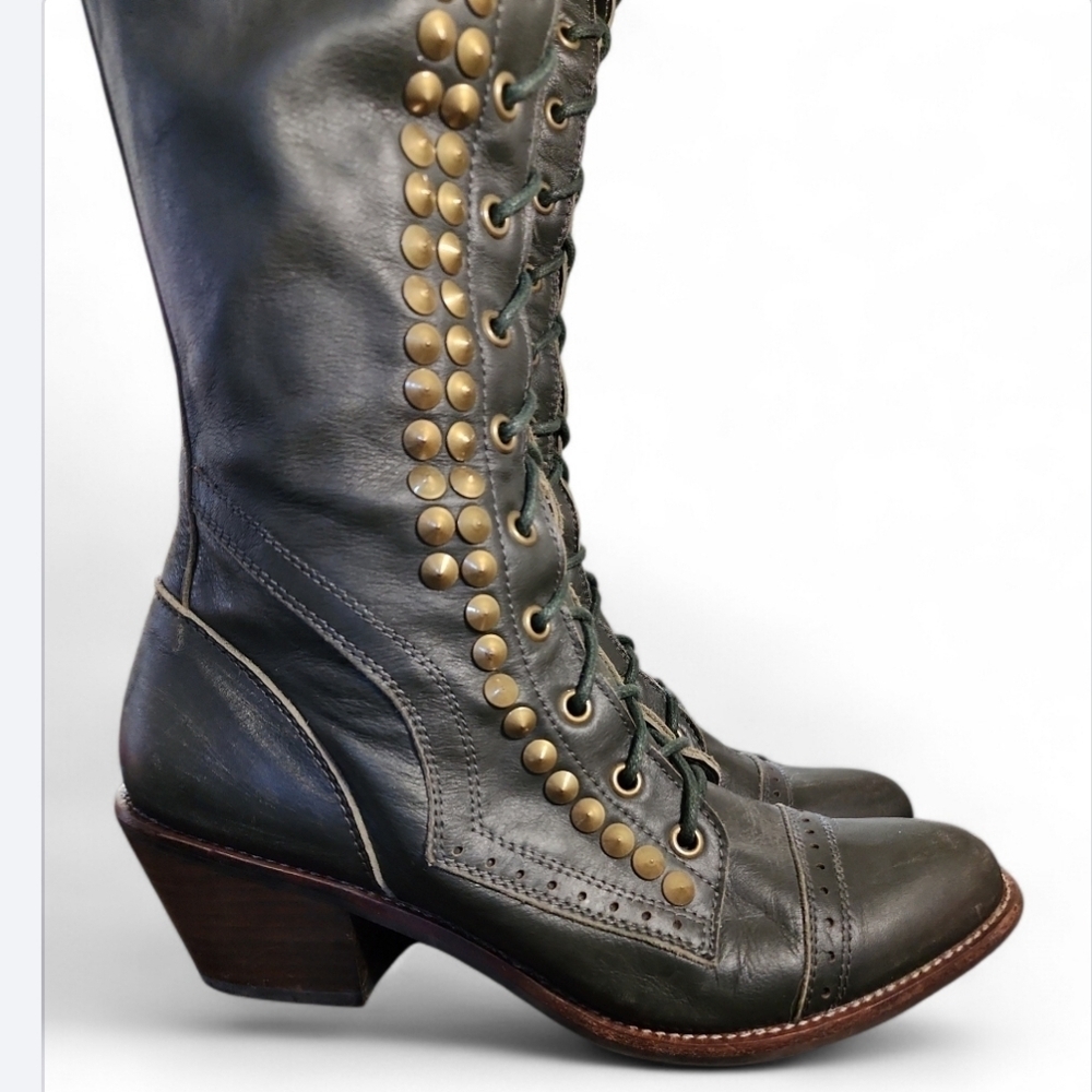 SOLD Jeffrey Campbell For Free People Studded Joe Tall Boots Lace Up Over Knee 9 - Picture 4 of 11